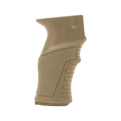 AK Breacher Pistol Grip tarjoaa erinomaisen mukavuuden ja hallinnan, parantaen tarkkuutta ja suorituskykyä ampumistilanteissa. Saatavilla myös FDE-värissä.